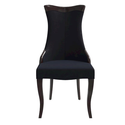 Novara Collection Modern Wooden Dining Chair in Black Velvet Set of 2