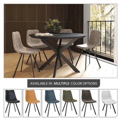 Markly Modern Leather Dining Chair With Metal Legs in Taupe Set of 2