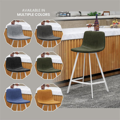 Elland - Counter stool - Olive Green- White Base