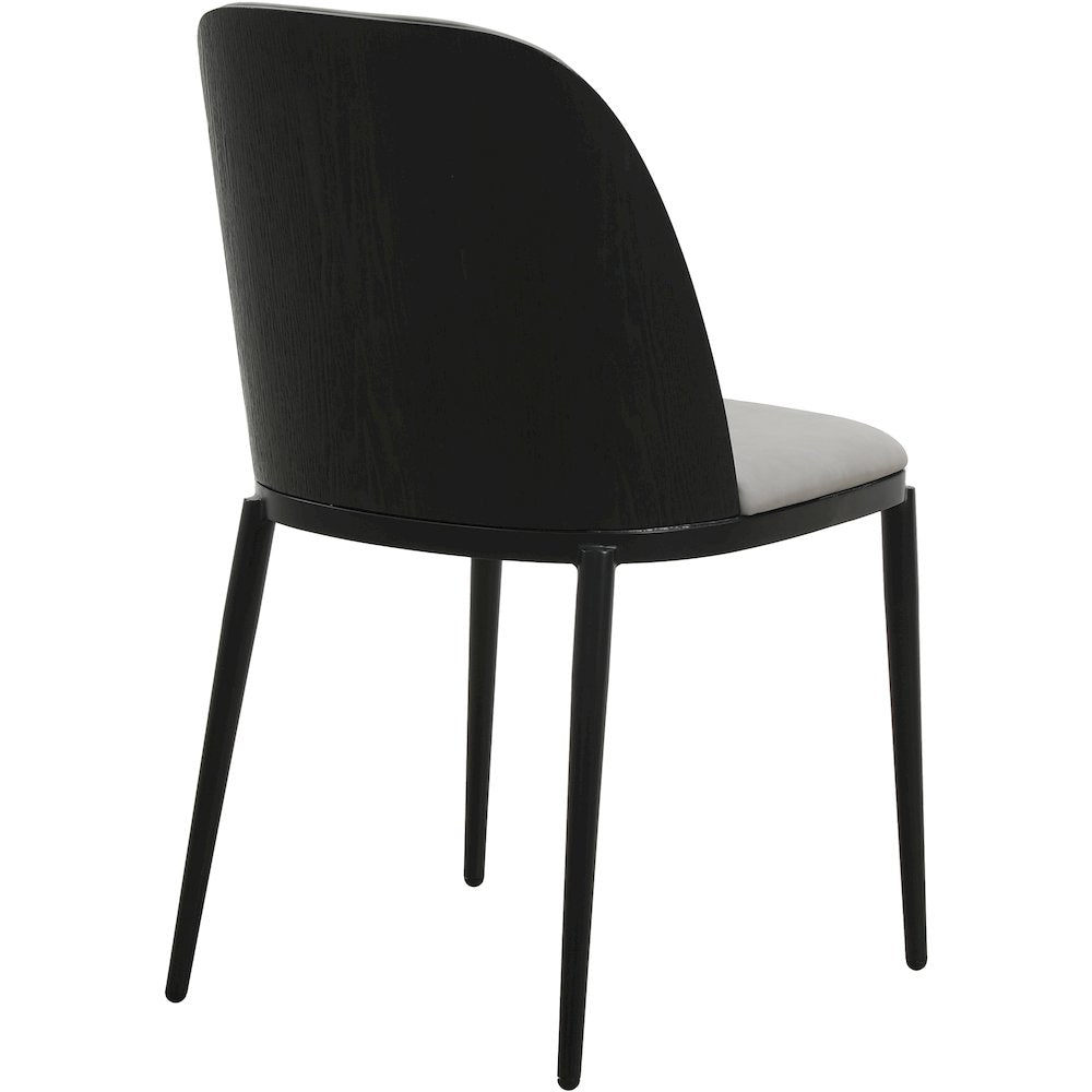 Tule Collection Dining Chair, Black Frame With Light Grey Leather
