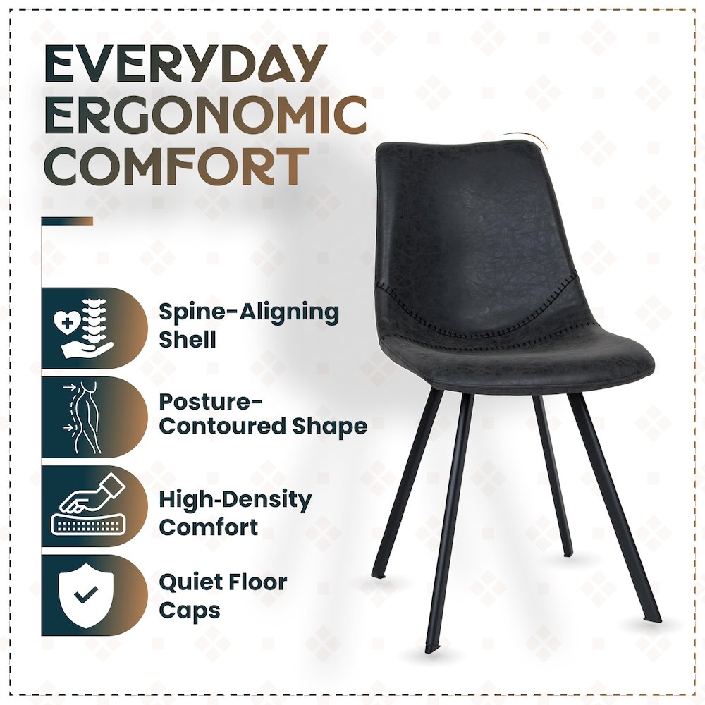 Markley Modern Leather Dining Chair With Metal Legs