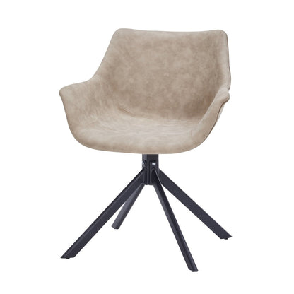 Markley Modern Leather Dining Swival Arm Chair in Taupe