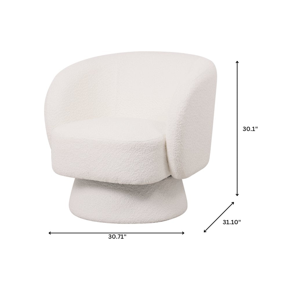 Raze Collection Modern Accent Chair in White Boucle