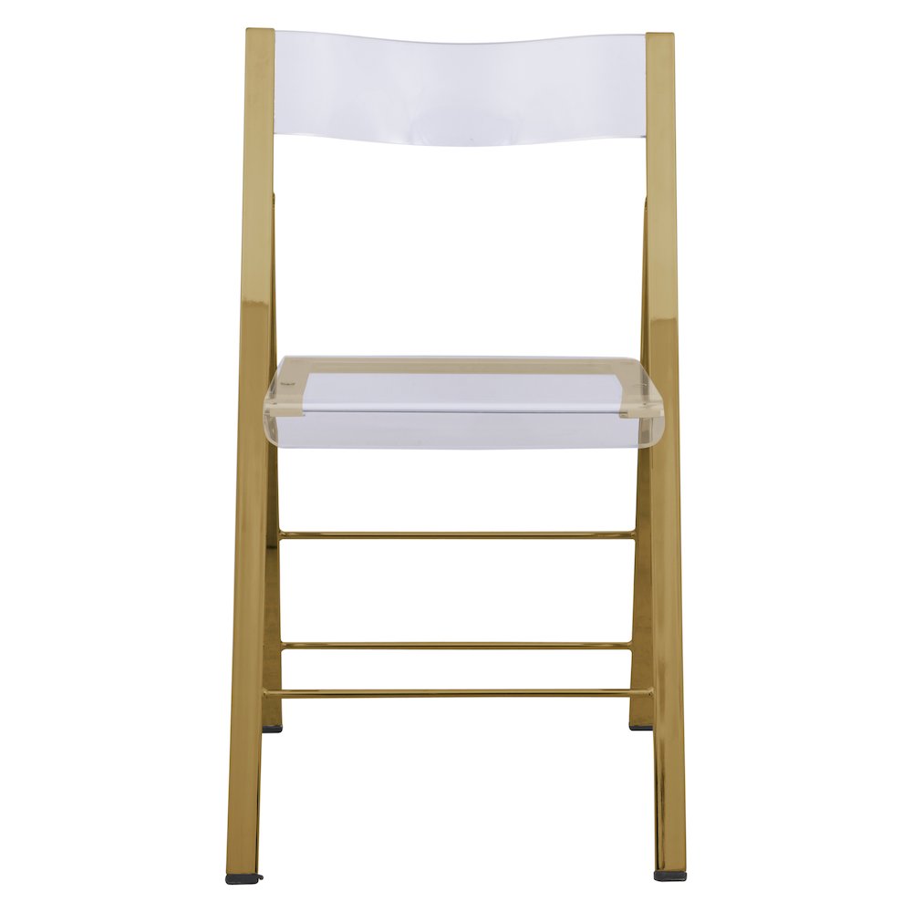 Menno Modern Acrylic Gold Base Folding Chair, Set of 2