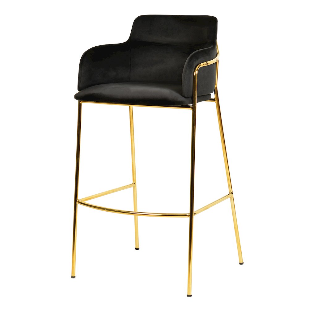 Axis Collection Modern Gold Bar height Chair in Black
