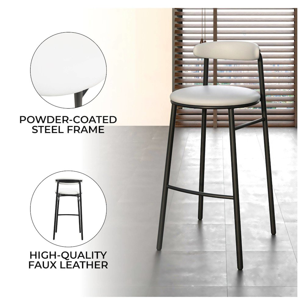 Lume Collection Modern Bar Stool in Grey Set of 2