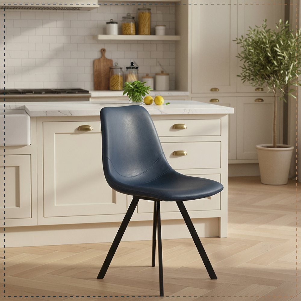 Markley Modern Leather Dining Chair With Metal Legs