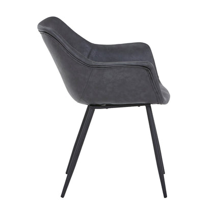 Markley Modern Leather Dining Arm Chair With Metal Legs