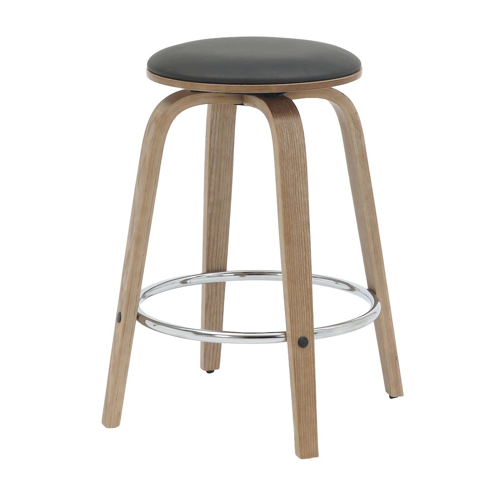 Wooden Counter Stool Pelya Collection Modern Style Washed Walnut color in Black