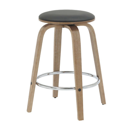 Wooden Counter Stool Pelya Collection Modern Style Washed Walnut color in Black