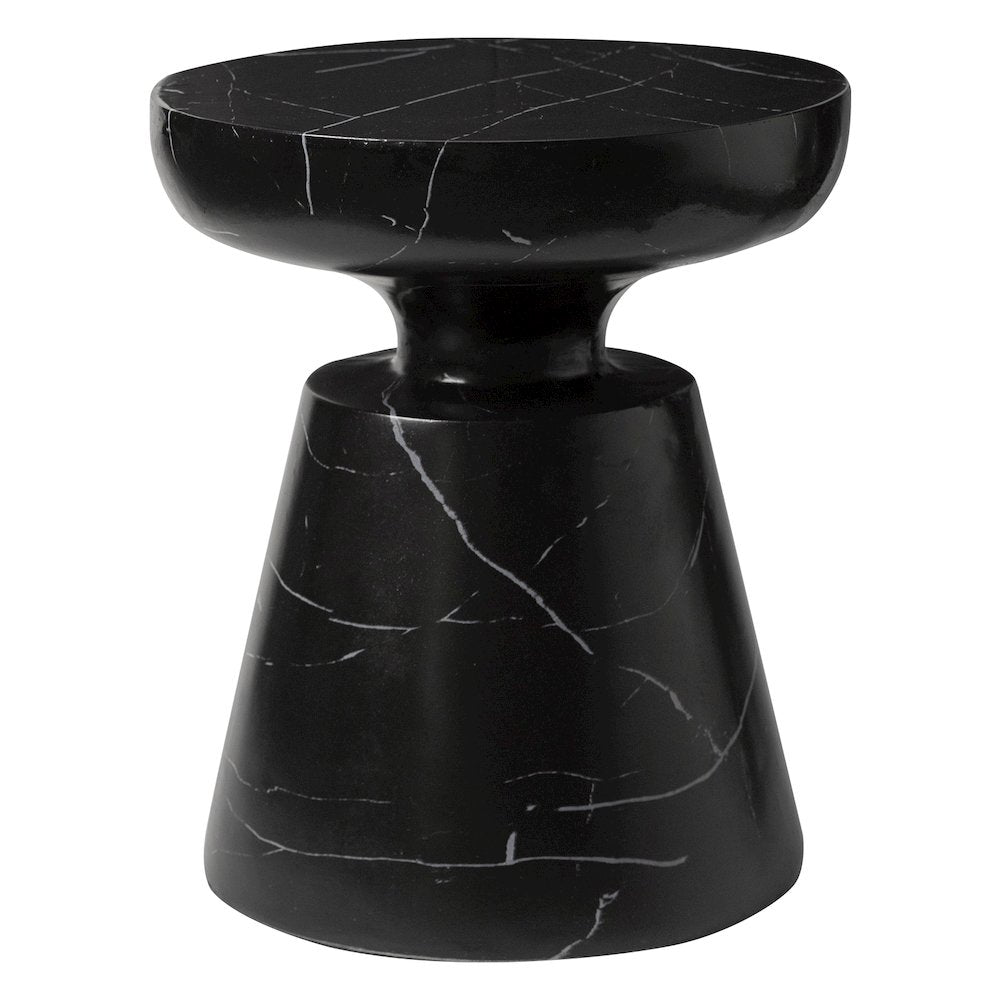 Isle Collection Fiberglass Outdoor Side Table in Marbled Black