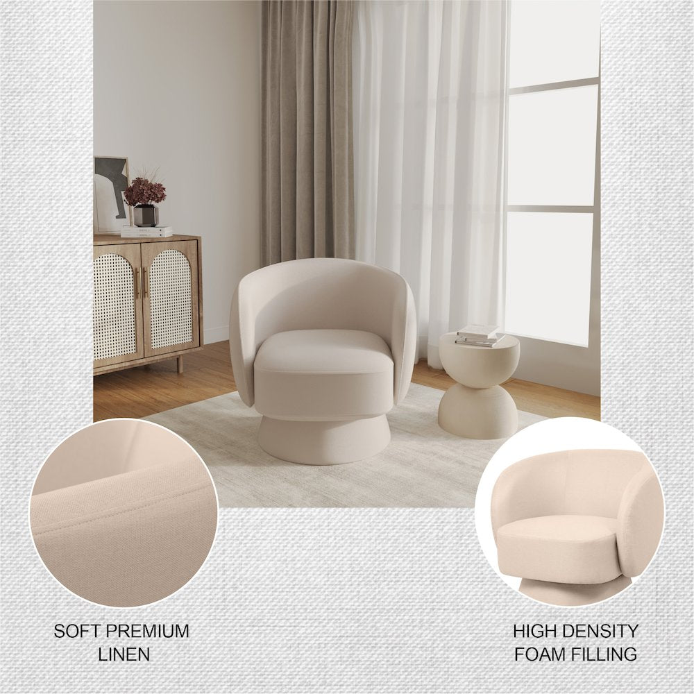 Raze Collection Modern Accent Chair in Oatmean Linen