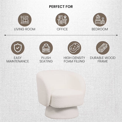 Raze Collection Modern Accent Chair in White Boucle