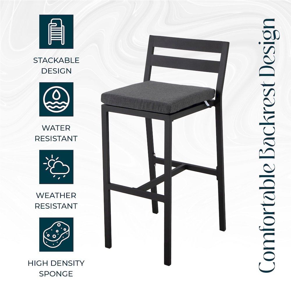 Chelsea Collection Modern Aluminum Outdoor Bar Chair