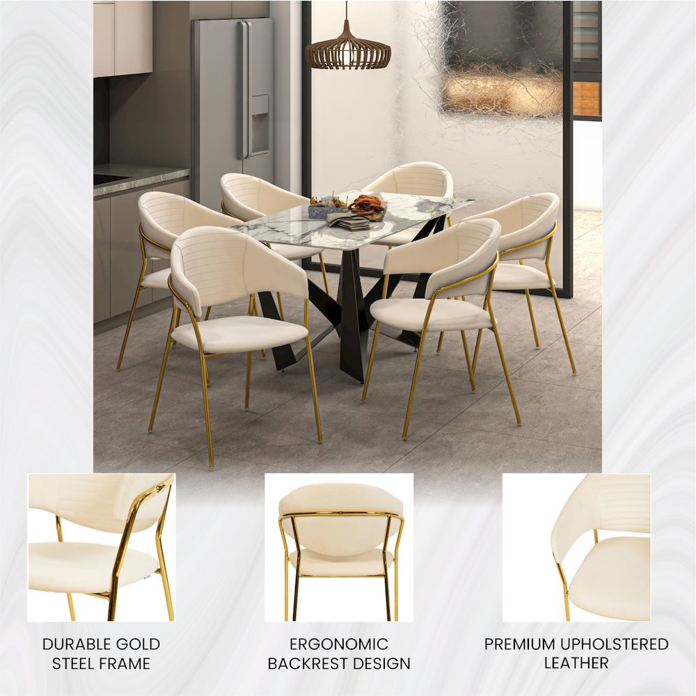 Bella Collection Modern Dining Chair in Off White
