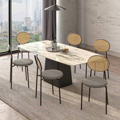 Euston Modern Wicker Dining Chair with Velvet Round Seat