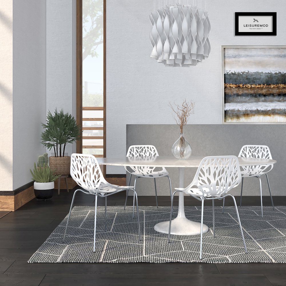 Modern Asbury Dining Chair w/ Chromed Legs, Set of 4