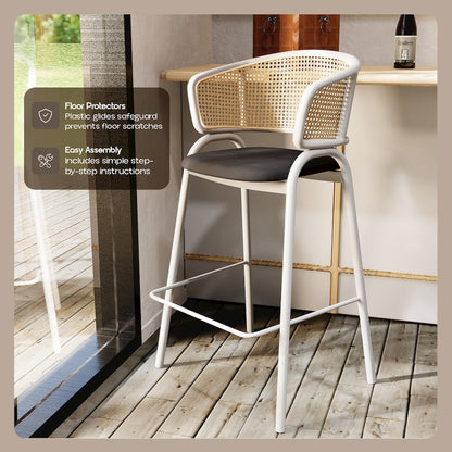Ervilla Wicker Bar Stool Set of 2