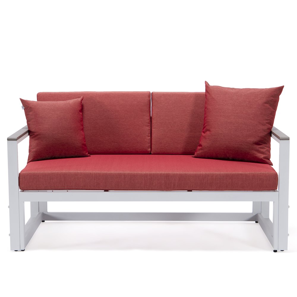 Chelsea White Sectional With Adjustable Headrest & Coffee Table With Cushions