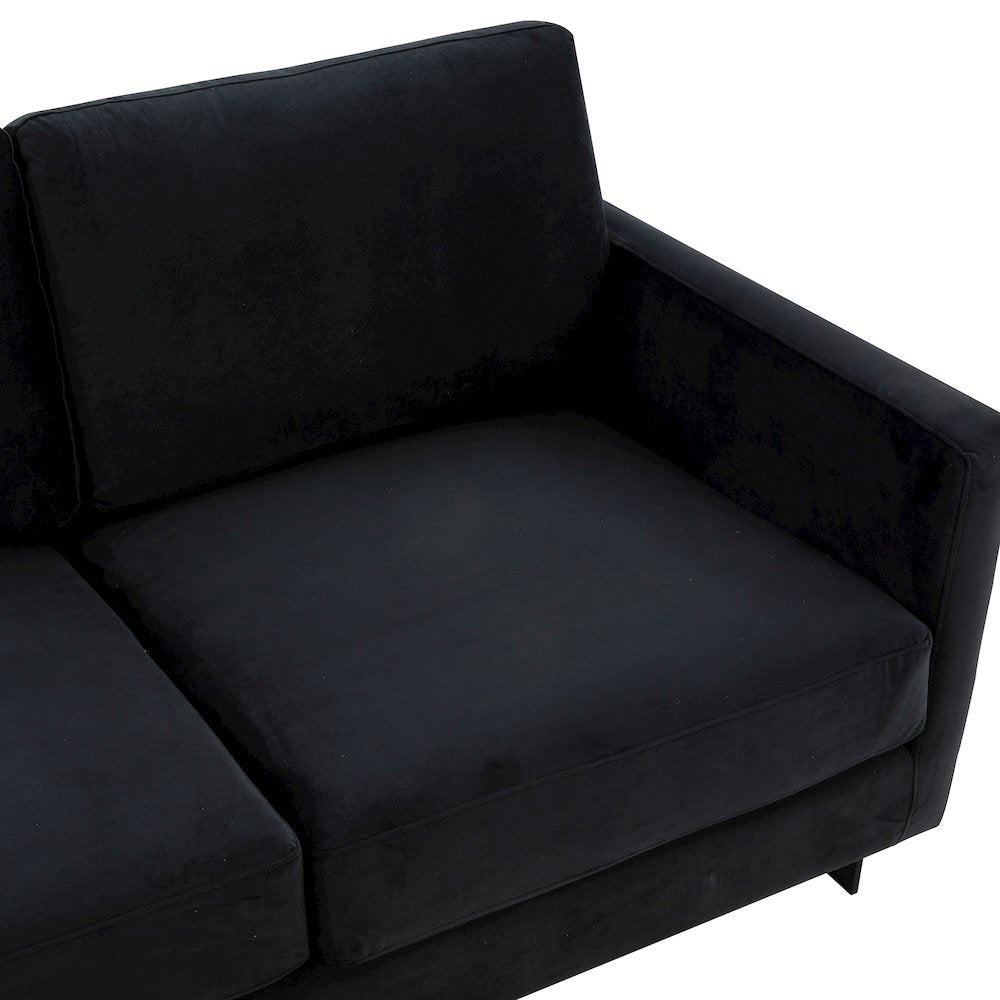 Lincoln Black Velvet Sofa With Black Frame