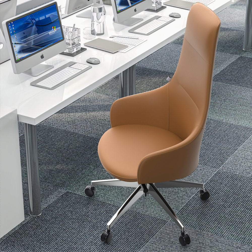 Celeste Series Office Tall Chair in Acorn Brown Leather