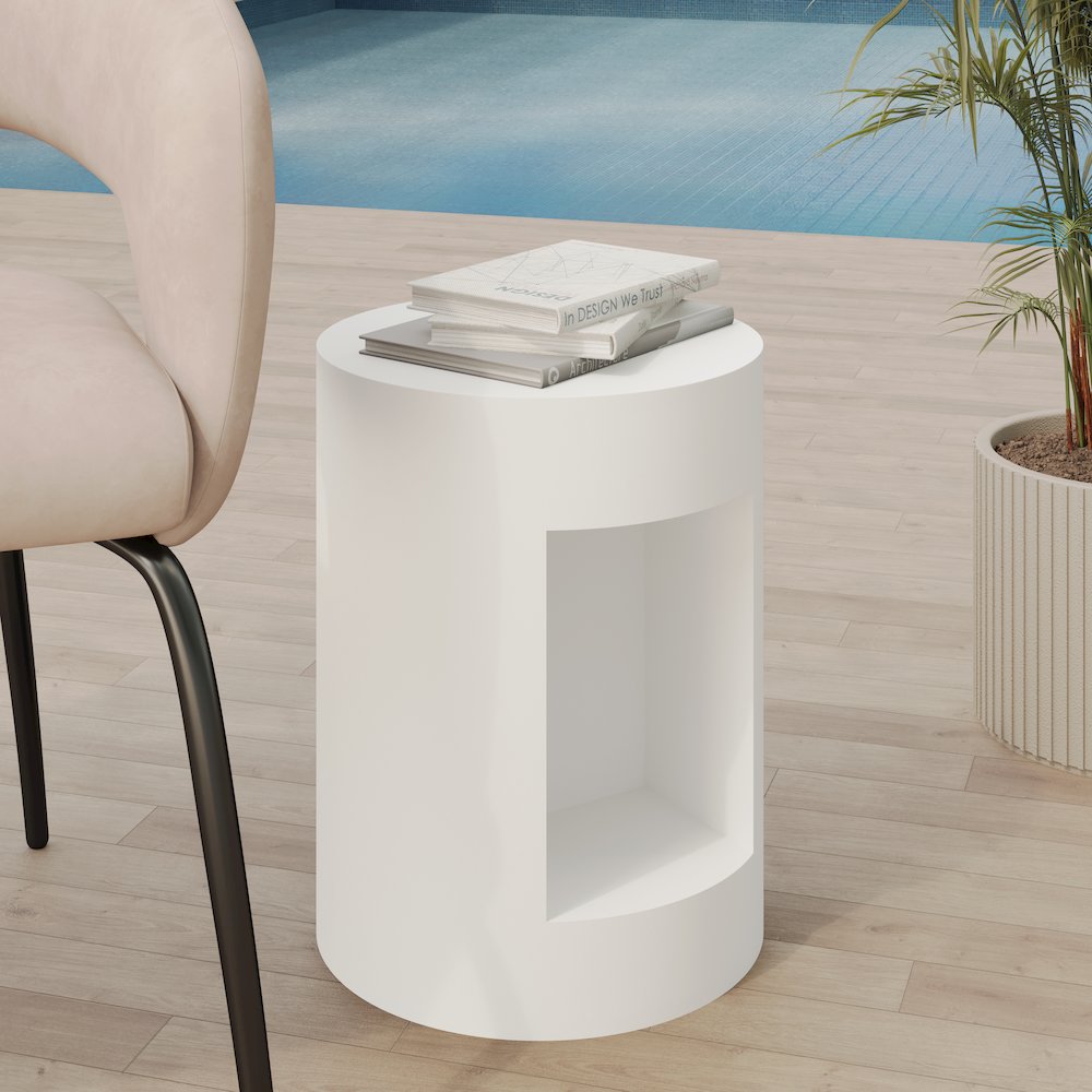 Modern Side End Table Nook Series In White