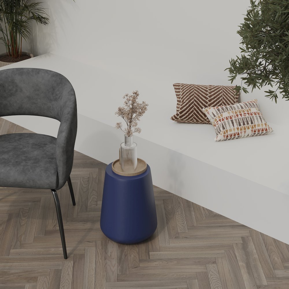 Modern Side End Table Glint Series In Saphire Blue