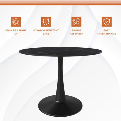 Bristol 40" round dining table Black base with Black Sintered stone Top