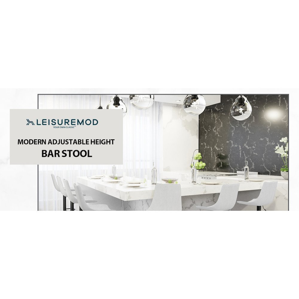 Tilbury Modern Adjustable Bar Stool in Light Grey