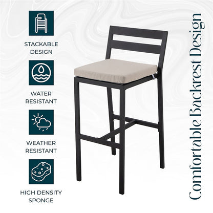 Chelsea Collection Modern Aluminum Outdoor Bar Chair Set of 4