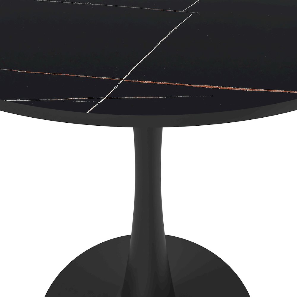 Bristol 24 round dining table Black base with Black Sintered stone Top