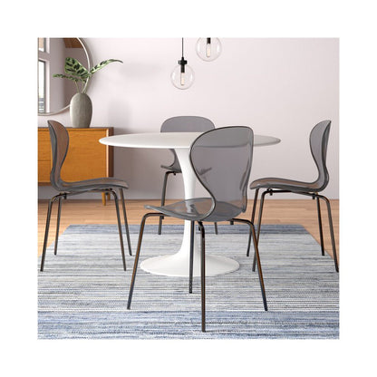 Modern Oyster Transparent Side Chair in Black Base set of 2