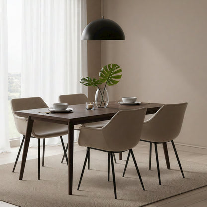Markley Modern Leather Dining Arm Chair With Metal Legs
