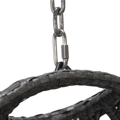 Charcoal Wicker Hanging Egg Swing Chair