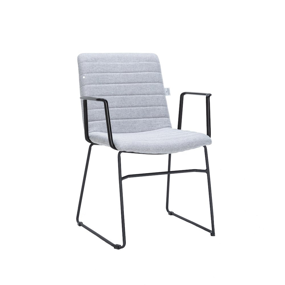 Zylar Series Office Guest Arm Chair in Grey Fabric
