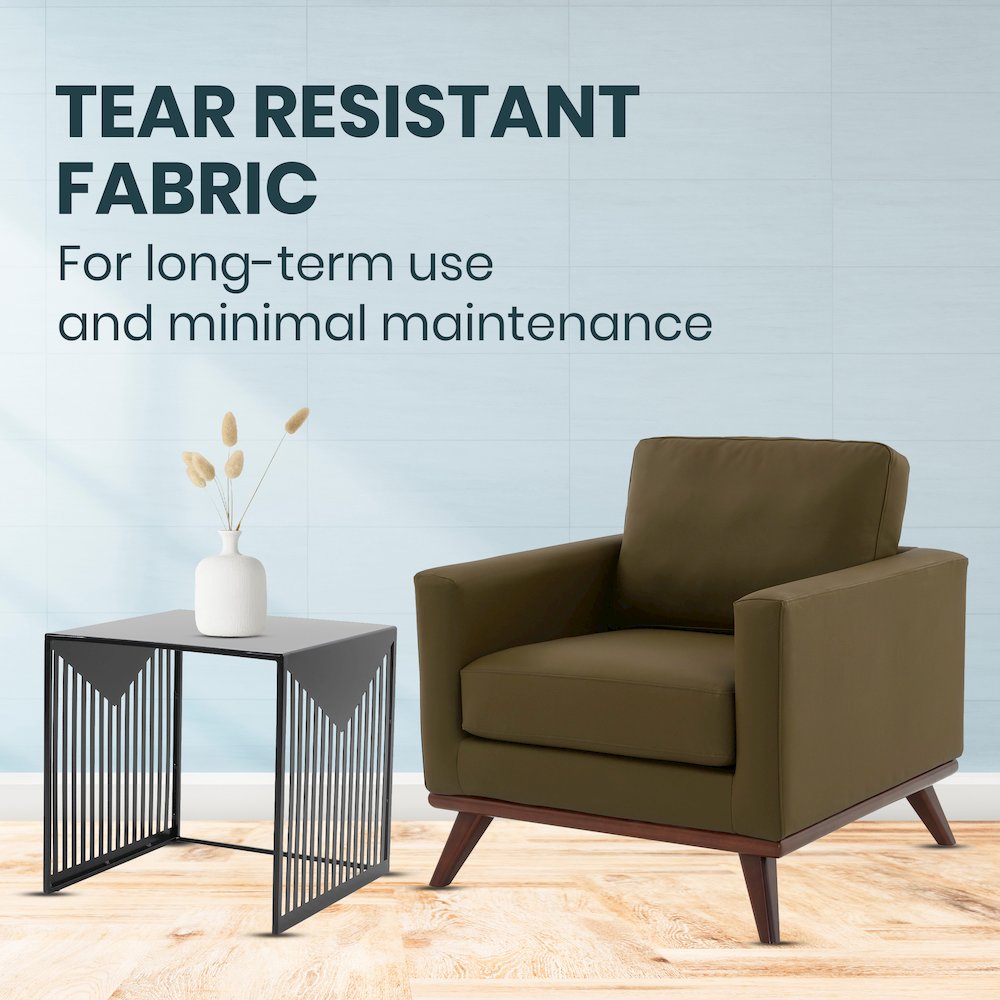 Chester Modern Faux Leather Accent Arm Chair in Green Leather