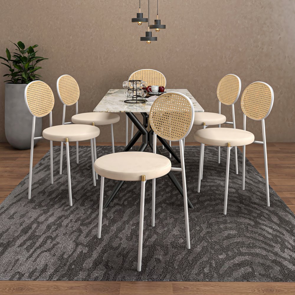 Euston Collection Modern Dining Chair White Frame In Beige