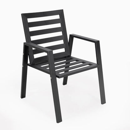 Chelsea Modern Patio Dining Armchair in Aluminum with Removable Cushions
