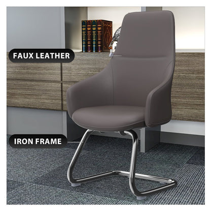 Celeste Series Guest Office Chair in Grey Leather