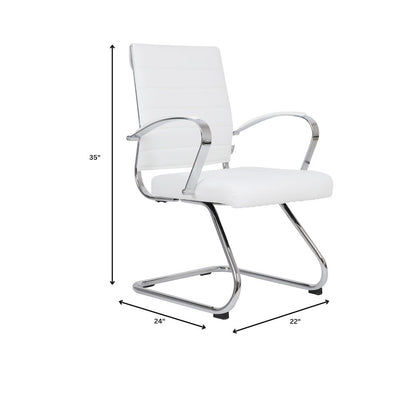 Benmar Home Leather Guest Office Chair in White