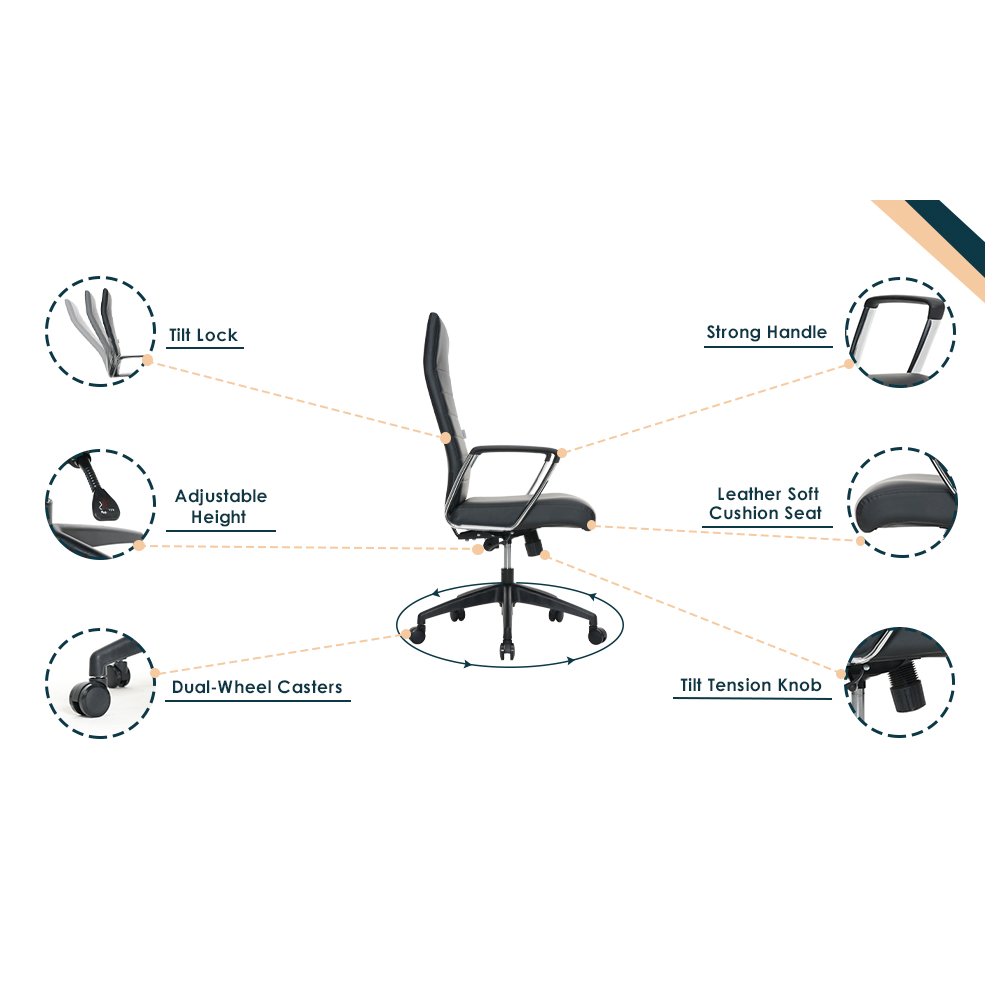 Hilton Modern High-Back Leather Office Chair