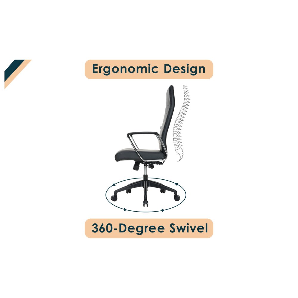 Hilton Modern High-Back Leather Office Chair