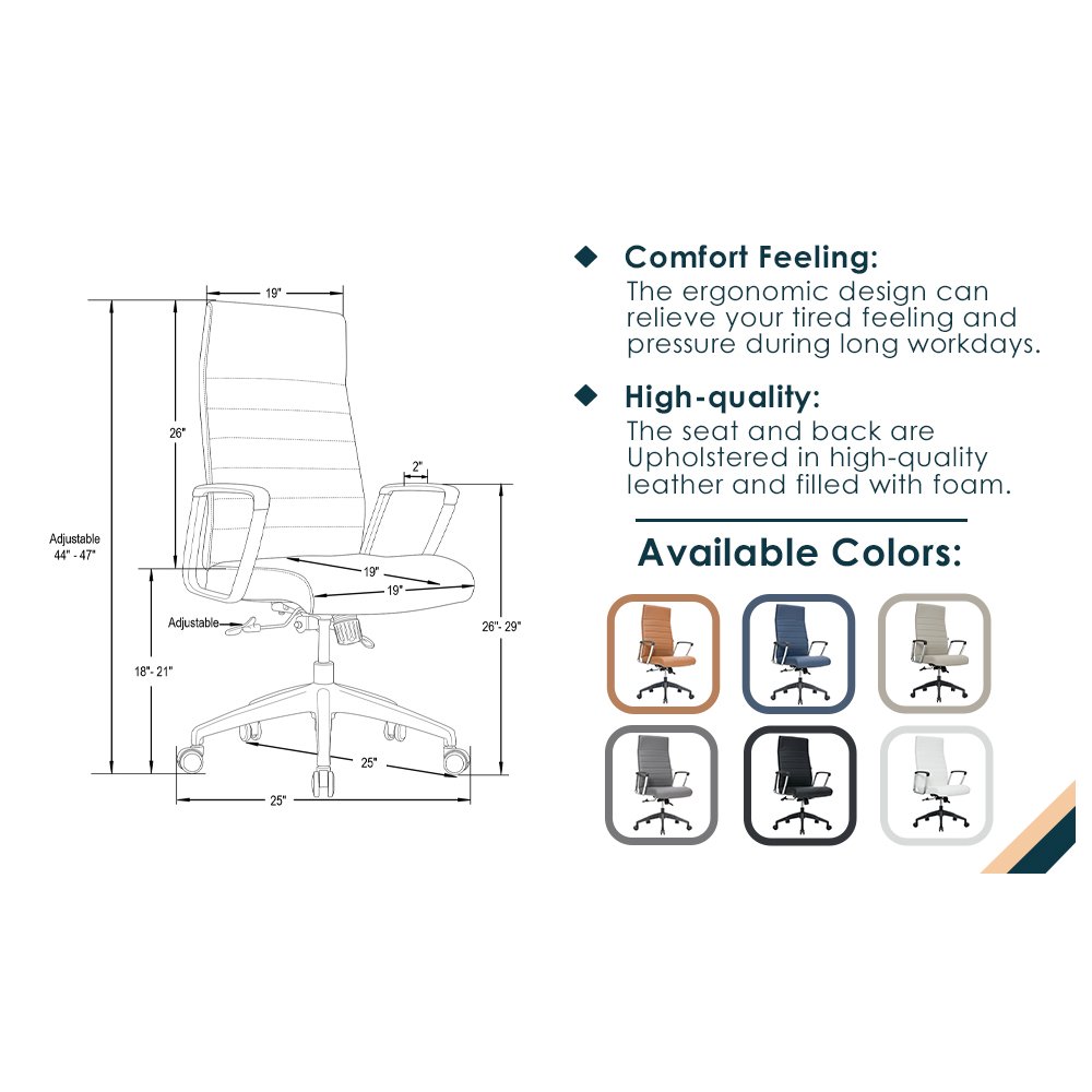 Hilton Modern High-Back Leather Office Chair