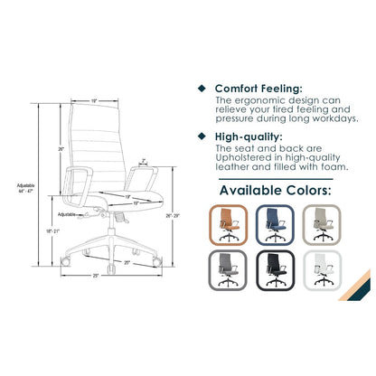 Hilton Modern High-Back Leather Office Chair