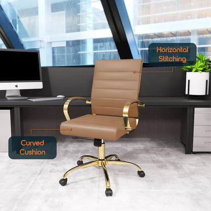 Benmar Home Leather Office Chair With Gold Frame