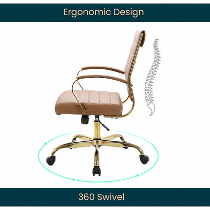 Benmar Home Leather Office Chair With Gold Frame