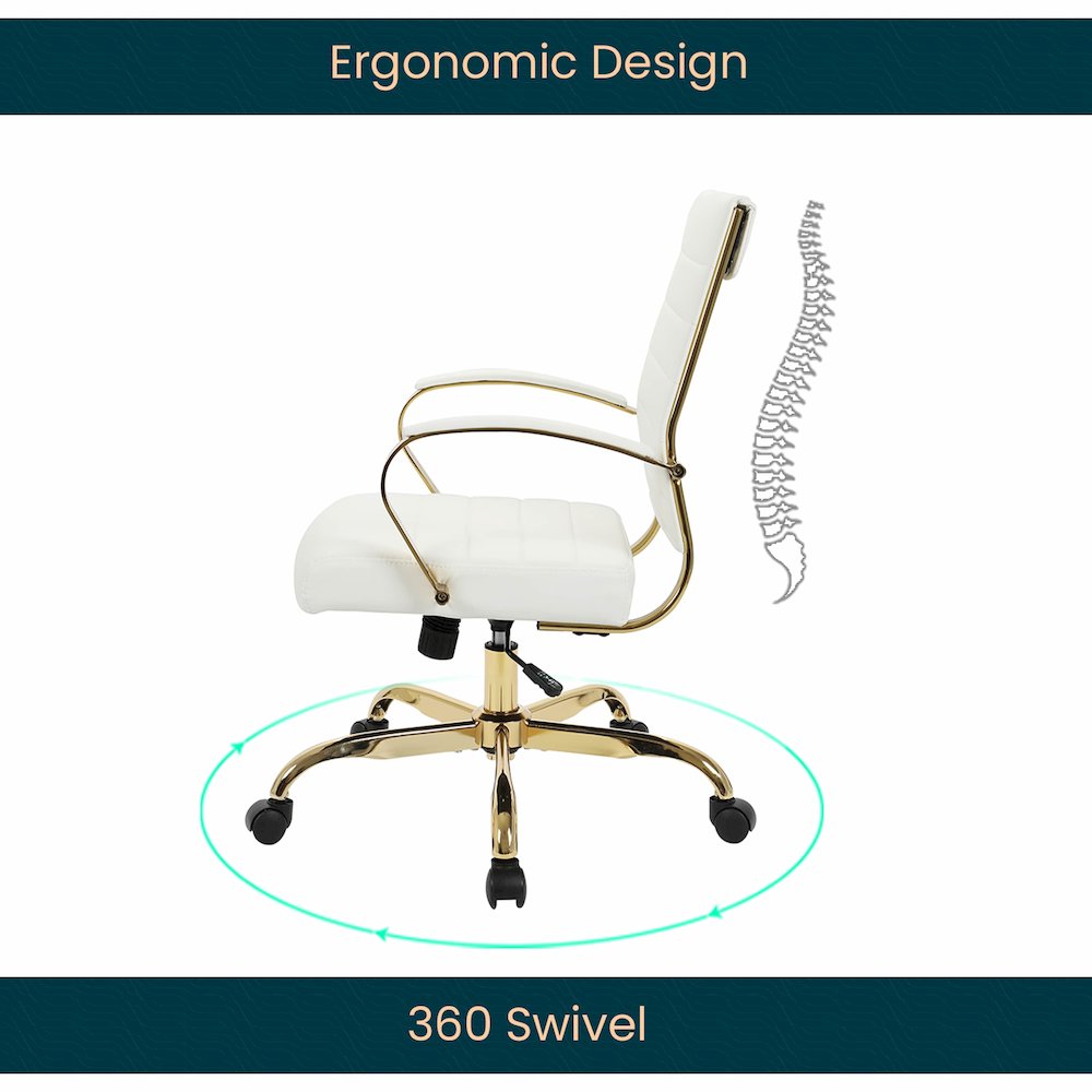 Benmar Home Leather Office Chair With Gold Frame