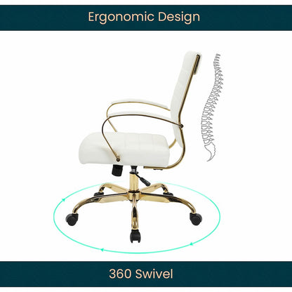 Benmar Home Leather Office Chair With Gold Frame