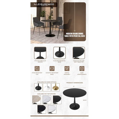 Bristol Mid-Century Modern Round Dining Table