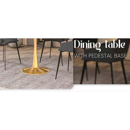 Bristol 31" round dining table Gold base with Black Sintered stone Top